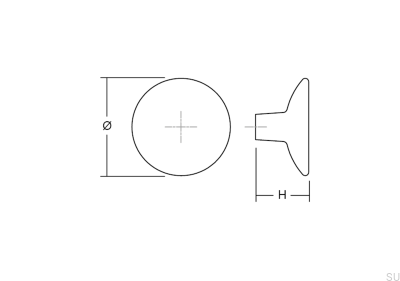 Bouton de meuble Disque 38 Bois Chêne Non Verni