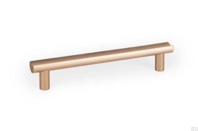 Poignée de meuble allongée Moon 160 en aluminium brossé doré Cava
