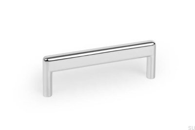 Poignée de meuble allongée en métal nickel poli Beam 96