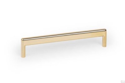 Poignée de meuble allongée en métal doré poli Beam 160