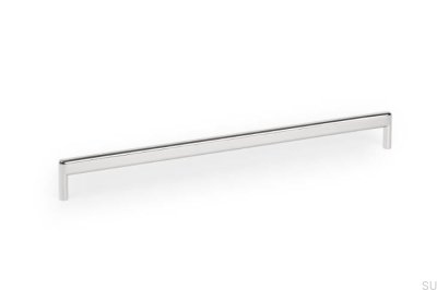 Poignée de meuble allongée en métal nickel poli Beam 320