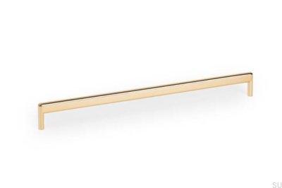 Poignée de meuble allongée en métal doré poli Beam 320