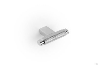 Bouton de meuble en aluminium T-Bar Brooklyn 55 nickelé poli