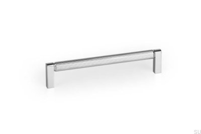 Poignée de meuble allongée Brooklyn 160 en aluminium nickelé poli