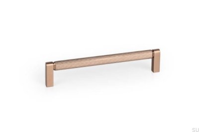 Poignée de meuble allongée Brooklyn 160 en aluminium brossé marron