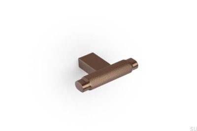 Bouton de meuble en aluminium T-Bar Brooklyn 55 marron brossé