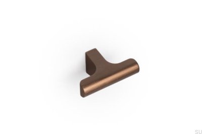 Bouton de meuble en aluminium T-Bar Hinoki 60 marron brossé