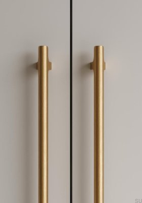 Poignée de meuble allongée Hinoki Big 416 en aluminium brossé doré Cava