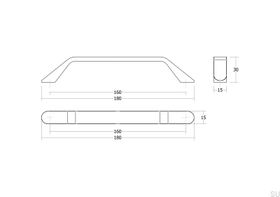 Poignée de meuble longue Dropp 160 Aluminium Blanc Mat