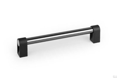 Poignée de meuble allongée Casey 192 en aluminium noir titane poli
