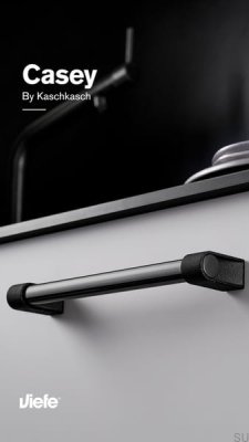Poignée de meuble allongée Casey 192 en aluminium noir titane poli