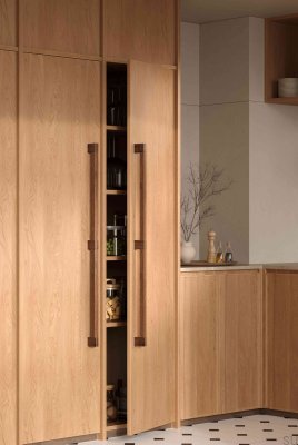Poignée de meuble allongée double face en bois Hako Big 480 en noyer