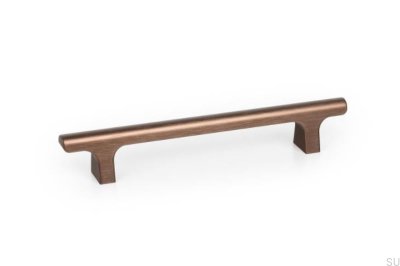 Poignée de meuble allongée en aluminium brossé marron Hinoki Big 832
