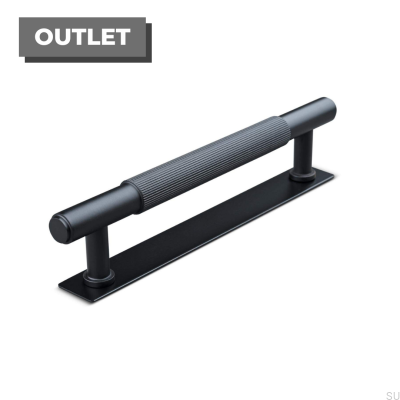 Poignée de meuble oblongue Salo Stripe 128, métal, noir mat