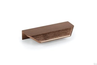 Poignée de meuble Vann 100 en aluminium marron avec bord brossé
