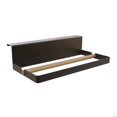 Porte-essuie-tout Systema 300 en aluminium et bois noir mat