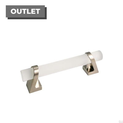 Poignée de meuble allongée Kristall 96 Cristal mat Nickel brossé