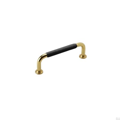 Poignée de meuble allongée 1353 96 Laiton Noir Cuir