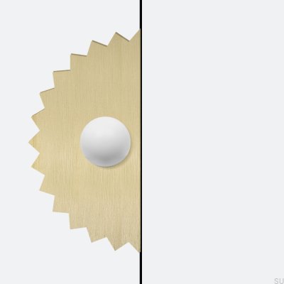 Bouton de meuble Odete M Pillow Sun avec coussinet en laiton blanc avec or non verni brossé