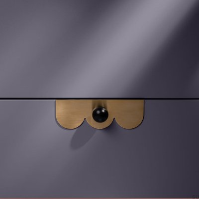 Bouton de meuble Odete M Pillow Countess avec coussinet en laiton noir avec or non verni brossé