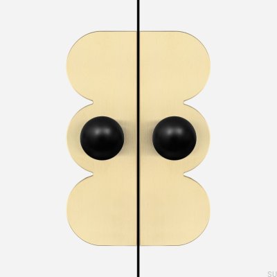 Bouton de meuble Odete M Pillow Countess avec coussinet en laiton noir avec or non verni brossé (2 pièces)