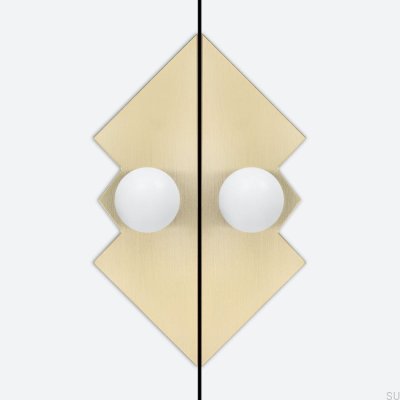 Bouton de meuble Odete M Pillow Queen avec coussinet en laiton blanc avec or non verni brossé (2 pièces)