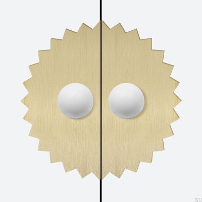 Bouton de meuble Odete M Pillow Sun avec coussinet en laiton blanc avec or non verni brossé (2 pièces)