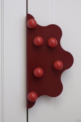 Poignée de meuble Mare 200 en acier marron avec boules rouges