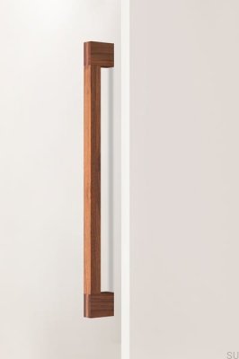 Poignée de meuble allongée en bois de noyer Hako Big 480