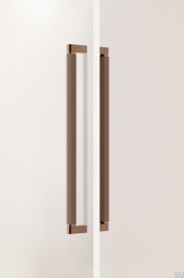 Poignée de meuble allongée double face en aluminium brossé marron Brooklyn Big 448