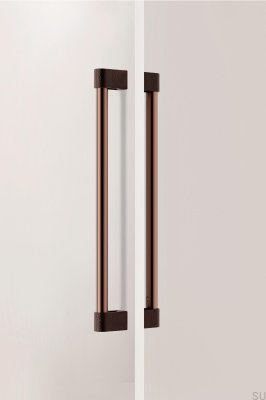 Poignée de meuble allongée double face Casey Big 416, aluminium, marron mat