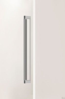 Poignée de meuble allongée en aluminium nickelé poli Brooklyn Big 448