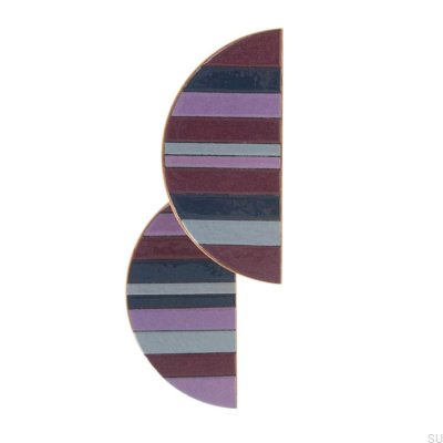 Poignée de meuble émaillée cuivre ton violet 100 avec huile dure en bois de chêne incolore semi-mate