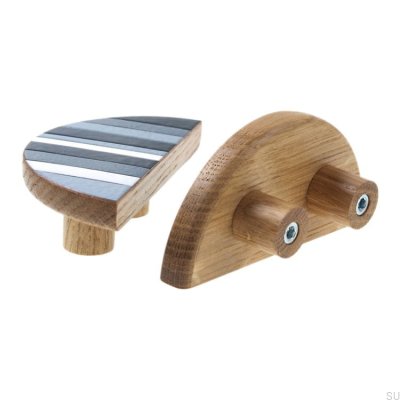 Poignée de meuble Tone Grey 100 Cuivre émaillé à l'huile dure de bois de chêne Incolore Semi-mat Set