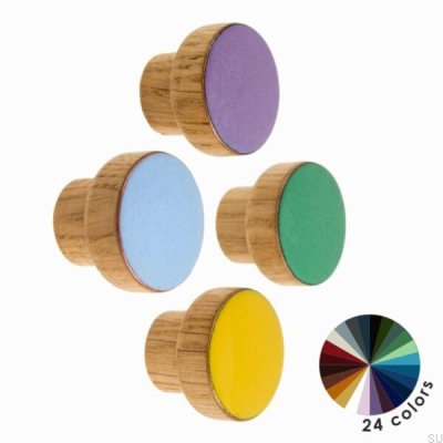 Bouton de meuble simple en bois de chêne émaillé violet, 30 pièces, huile dure incolore brillante