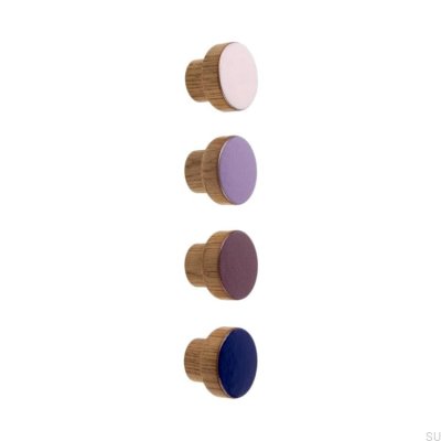 Bouton de meuble simple en bois de chêne émaillé violet, 30 pièces, huile dure incolore brillante