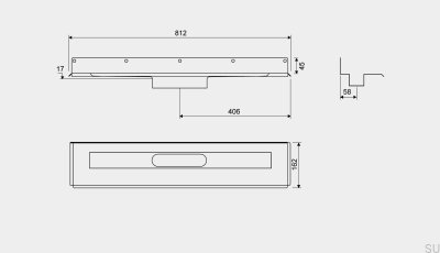Drain linéaire 1004 700 Bride arrière décalée 12 mm Mur Acier