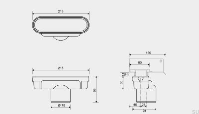 Module de drainage avec sortie verticale 75 mm (sans barrière anti-odeurs)