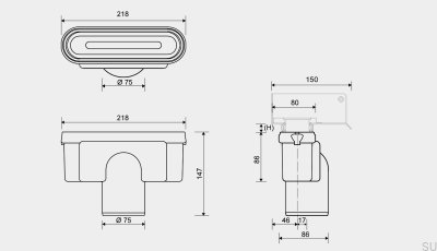 Module de drainage avec sortie verticale 75 mm avec siphon amovible