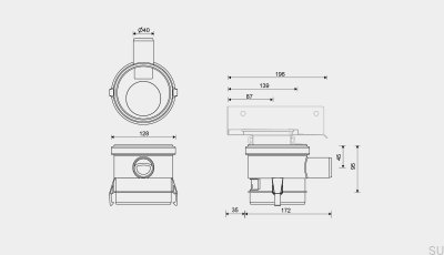 Rallonge de siphon d'angle avec raccordement latéral 40 mm