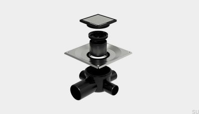 Bonde carrée HighLine Custom avec sortie horizontale 75 mm et raccords latéraux