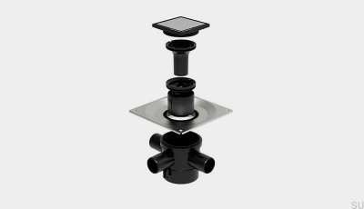 Bonde carrée HighLine Custom avec sortie verticale 110 mm et raccords latéraux
