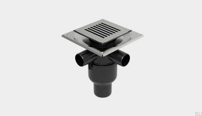 Garniture de vidage carrée ClassicLine Column avec sortie verticale 75 mm et raccords latéraux