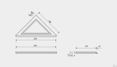 Panneau de drainage d'angle avec cadre de 12 mm HighLine Acier Brossé