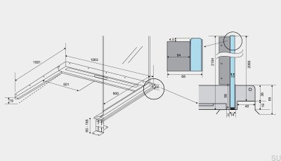 Drain linéaire en acier ShowerLine 1063 900 à droite