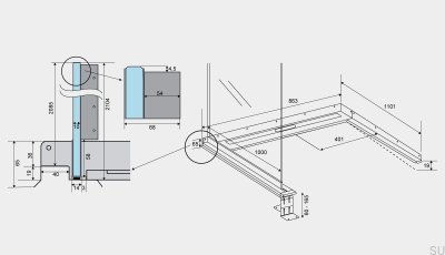 Drain linéaire en acier ShowerLine 863 1000 à gauche