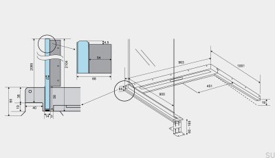 Drain linéaire en acier ShowerLine 963 900 à gauche