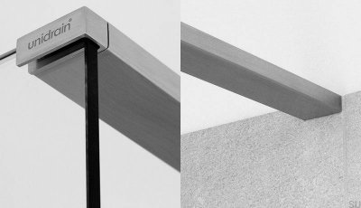 Rail supérieur gauche GlassLine en acier brossé
