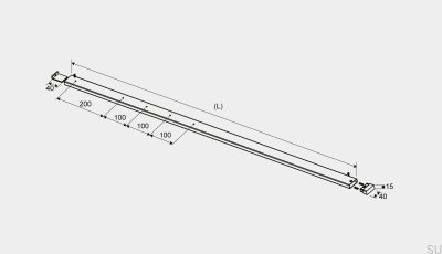 Rail supérieur gauche GlassLine en acier brossé