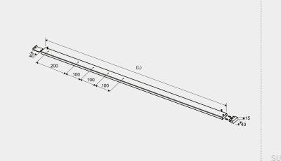 Rail supérieur droit GlassLine en acier brossé